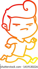 dibujo de línea de degradado cálido de un tipo fresco de caricatura con corte de pelo de moda