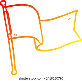 warm gradient line drawing of a cartoon white flag waving