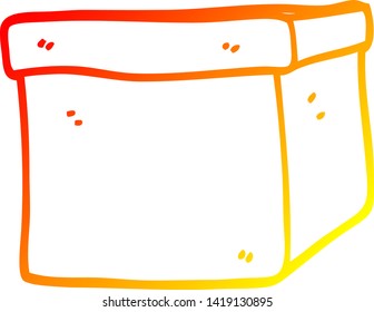 warm gradient line drawing of a cartoon cardboard box