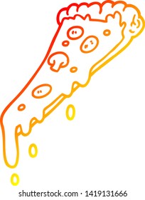 warm gradient line drawing of a cartoon pizza slice