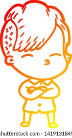 dibujo de línea de gradiente cálido de una niña de picoteo