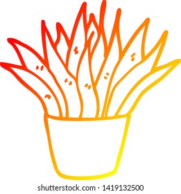 dibujo de línea de gradiente cálido de una casa de dibujos animados