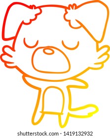 warme Farbverlauf-Linienzeichnung eines Cartoon-Hundes
