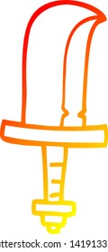 warm gradient line drawing of a cartoon golden sword