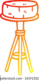 warm gradient line drawing of a cartoon breakfast stool
