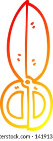 warm gradient line drawing of a cartoon closed scissors