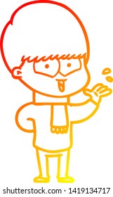 dibujo de línea de gradiente cálido de un niño feliz con dibujos animados
