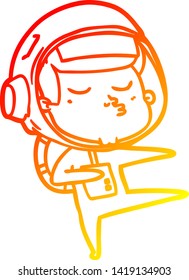 warm gradient line drawing of a cartoon confident astronaut