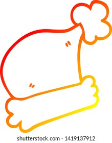 dibujo de línea de degradado cálido de un sombrero de navidad de dibujos animados