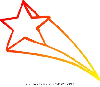 dibujo de línea de degradado cálido de una estrella de disparo de dibujos animados