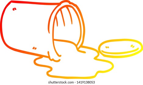 warm gradient line drawing of a cartoon spilt paint