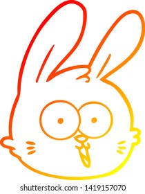 warm gradient line drawing of a cartoon rabbit face