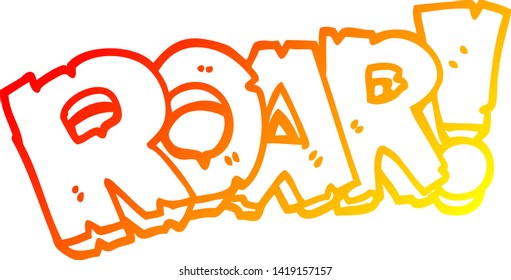 desenho de linha gradiente quente de um sinal de rugido de desenho animado
