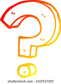 dibujo de línea de degradado cálido de un signo de interrogación de caricatura