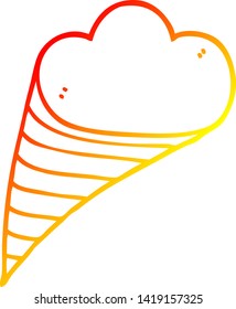 dibujo de línea de degradado cálido de una nube decorativa de dibujos animados