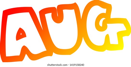 dibujo de línea de degradado cálido de un mes de dibujos animados de agosto