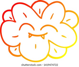 warm gradient line drawing of a cartoon flower with fangs