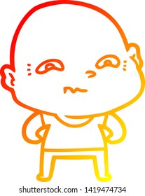 warm gradient line drawing of a cartoon creepy guy