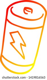 warm gradient line drawing of a cartoon battery