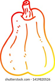warm gradient line drawing of a cartoon butternut squash
