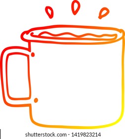 warm gradient line drawing of a cartoon camping cup of coffee