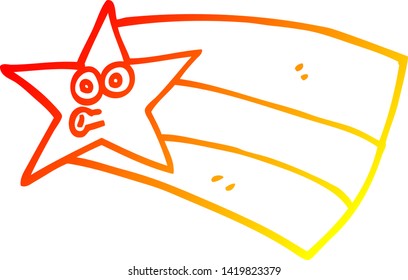 warm gradient line drawing of a cartoon shooting star
