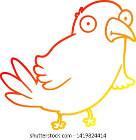 dibujo de línea de degradado cálido de un pájaro de dibujos animados