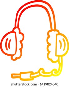 warm gradient line drawing of a cartoon ear phones