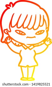warm gradient line drawing of a cartoon woman