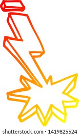 dibujo de línea de degradado cálido de un perno de trueno de dibujos animados