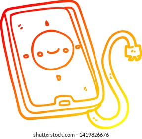 warm gradient line drawing of a cartoon mobile phone device