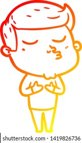 dibujo de línea de gradiente cálido de un tipo de modelo de dibujos animados puliendo
