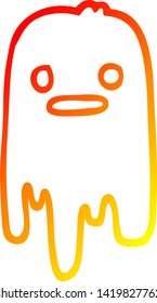 warm gradient line drawing of a cartoon spooky ghost