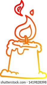 warm gradient line drawing of a cartoon lit candle