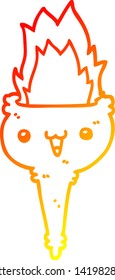 warm gradient line drawing of a cartoon flaming chalice