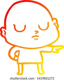 warm gradient line drawing of a cartoon bald man