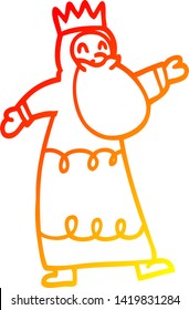 warm gradient line drawing of a cartoon wise king