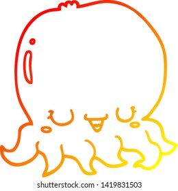 warm gradient line drawing of a cartoon jellyfish