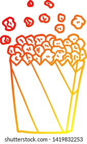 warm gradient line drawing of a cartoon cinema popcorn