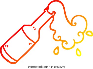 dibujo de línea de degradado cálido de una botella de espuma de dibujos animados