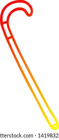 warme Farbverlauf-Linienzeichnung eines Cartoon-Laufsticks
