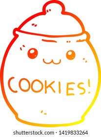 warm gradient line drawing of a cartoon cookie jar