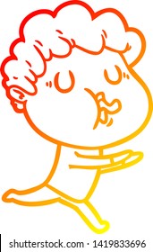 warm gradient line drawing of a cartoon man singing