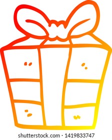 warm gradient line drawing of a cartoon present