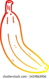 warm gradient line drawing of a cartoon banana