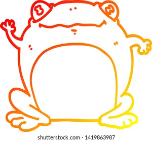 warm gradient line drawing of a cartoon frog