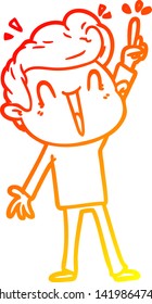 warm gradient line drawing of a cartoon excited man