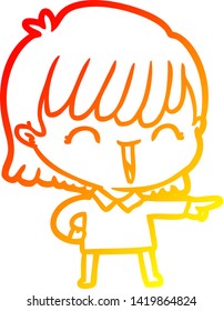 dibujo de línea de gradiente cálido de una mujer caricaturista
