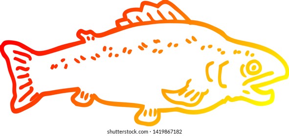dibujo de línea de degradado cálido de un pez grande de dibujos animados