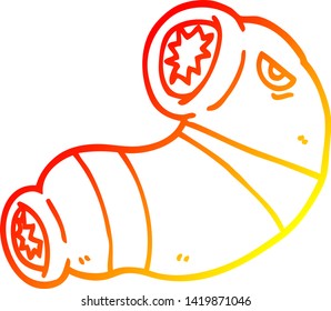 dibujo de línea de gradiente cálido de una sanguijuela del monstruo de la caricatura
